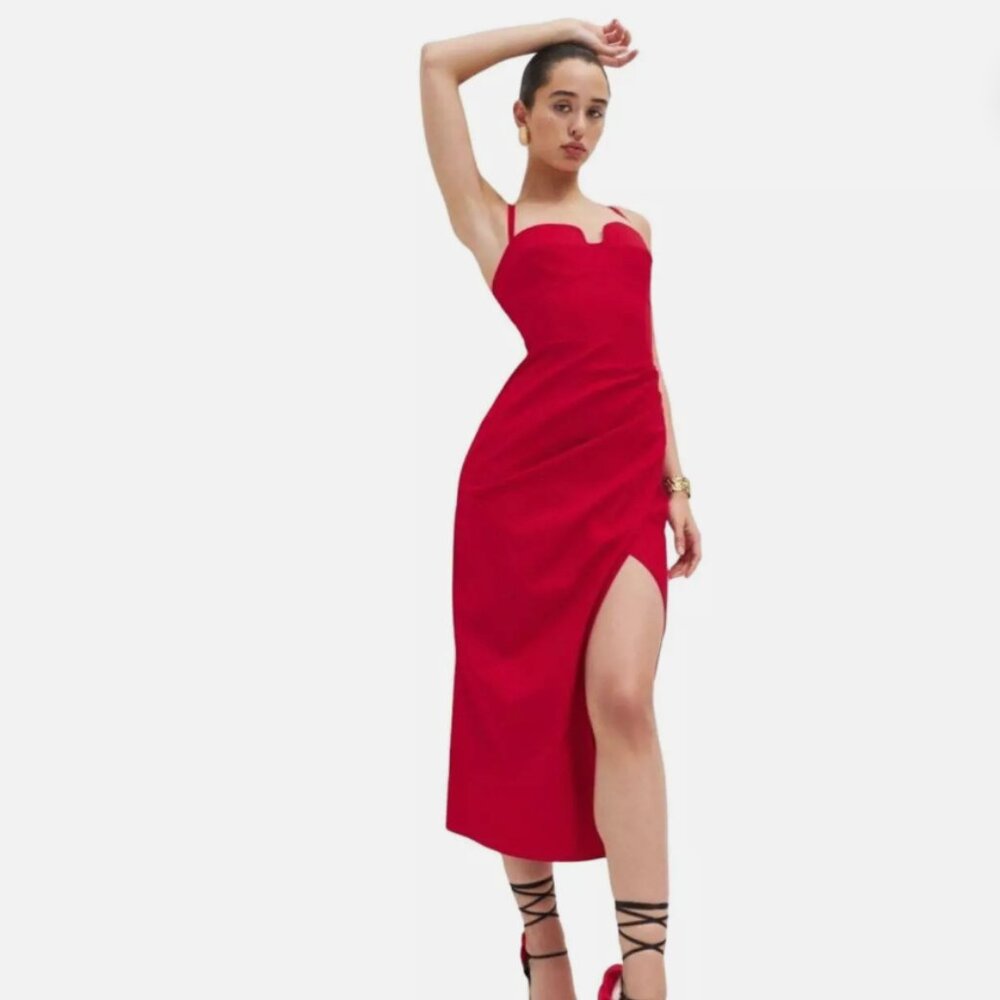 Reformation Alfred Cherry Red Dress 6